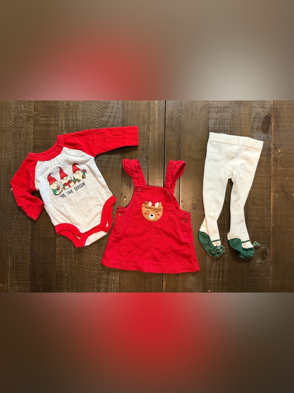 (5 Pieces) Baby Girl Mixed Brands Holiday Clothes, size NB and 0-3 Mos. - Picture 3 of 3